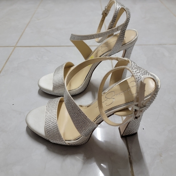 Jessica Simpson Friso 2 Rhinestone Heels in Silver - Picture 3 of 6